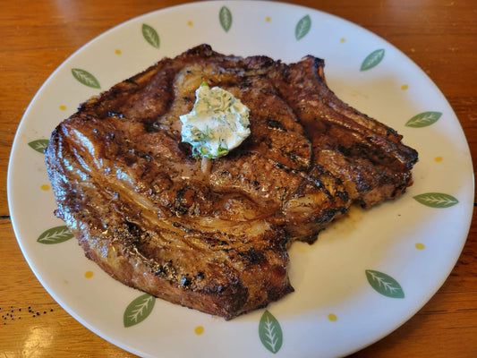 Compound herbal butter on a steak