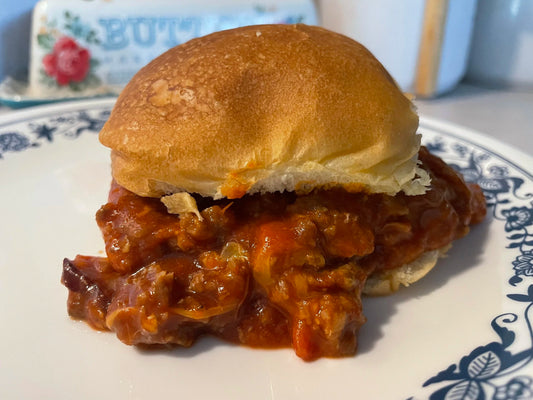 Deluxe BBQ sandwich with beef bacon and cheese